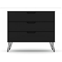 Manhattan Comfort 103GMC2 Rockefeller Mid-Century- Modern Dresser with 3- Drawers in Black